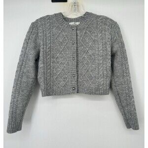 H&M Divided Chunky Knit Crop Cardigan Gray  8/10 Granola‎ Girl Cottage